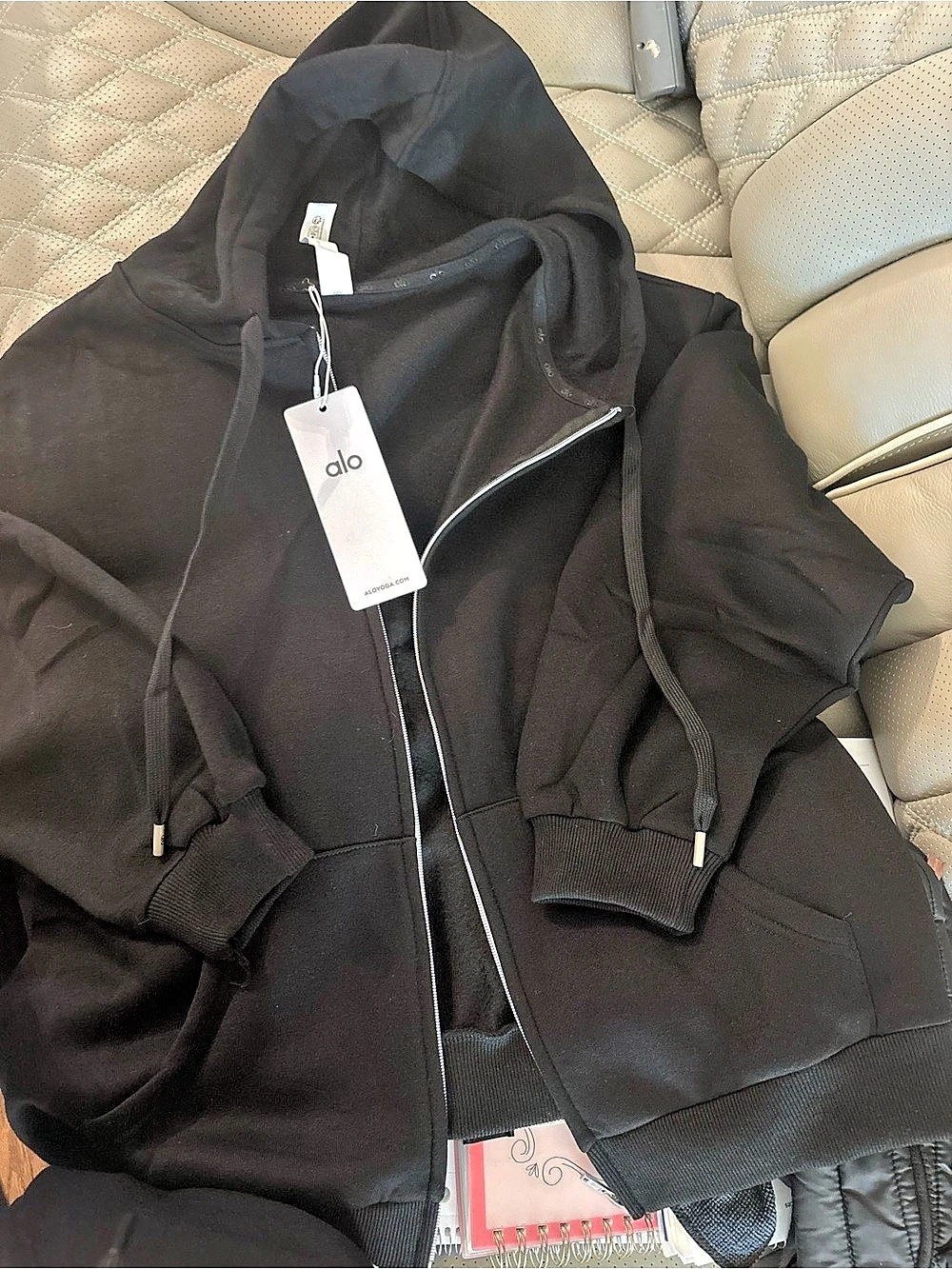 alo Black Zip Hoodie NWT